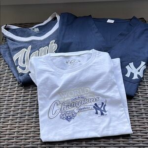 GO YANKEES!!!Women New York Yankee T-Shirts. Set of 3 - White and Blue